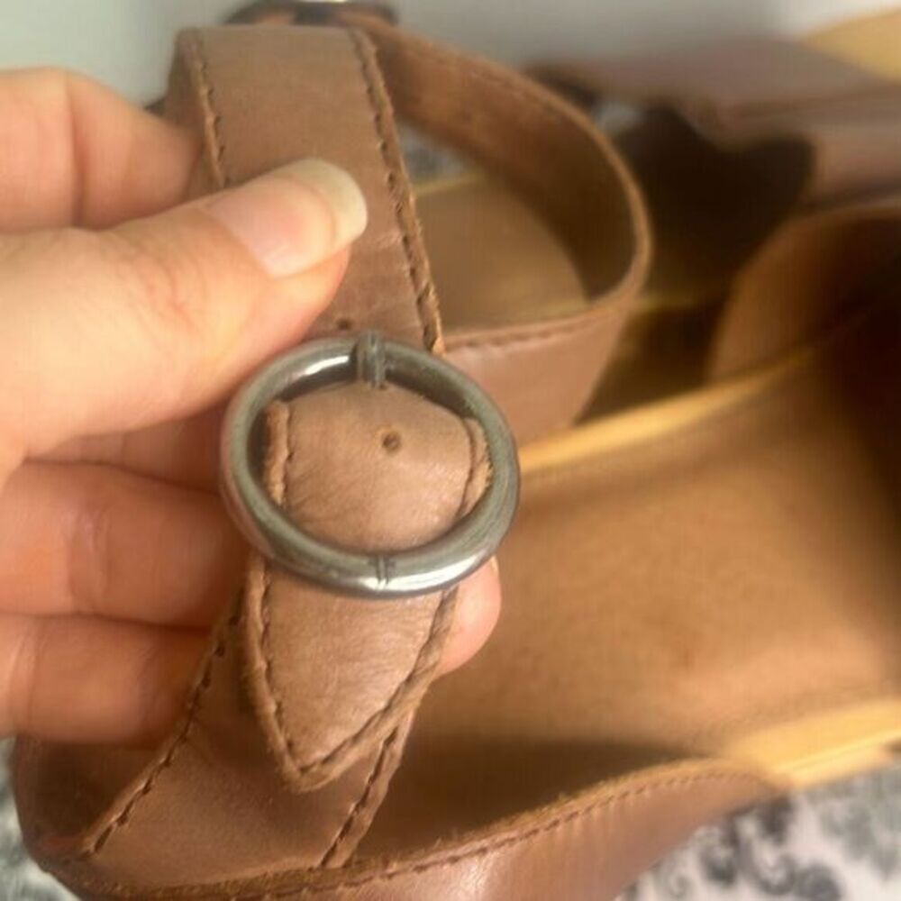Frye Zelda tan studded sandal retro style leather buckle clog‎ - Picture 10 of 11